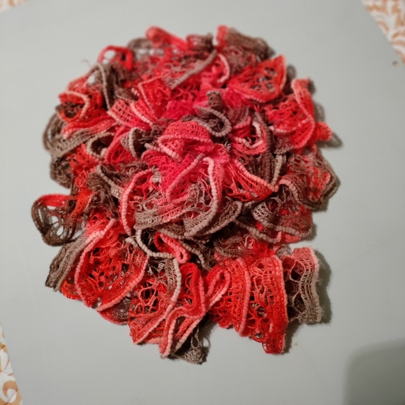 Handmade Scarf. EUC Knitted Color salmon and dark tans. Soft soft soft! - Picture 3 of 3